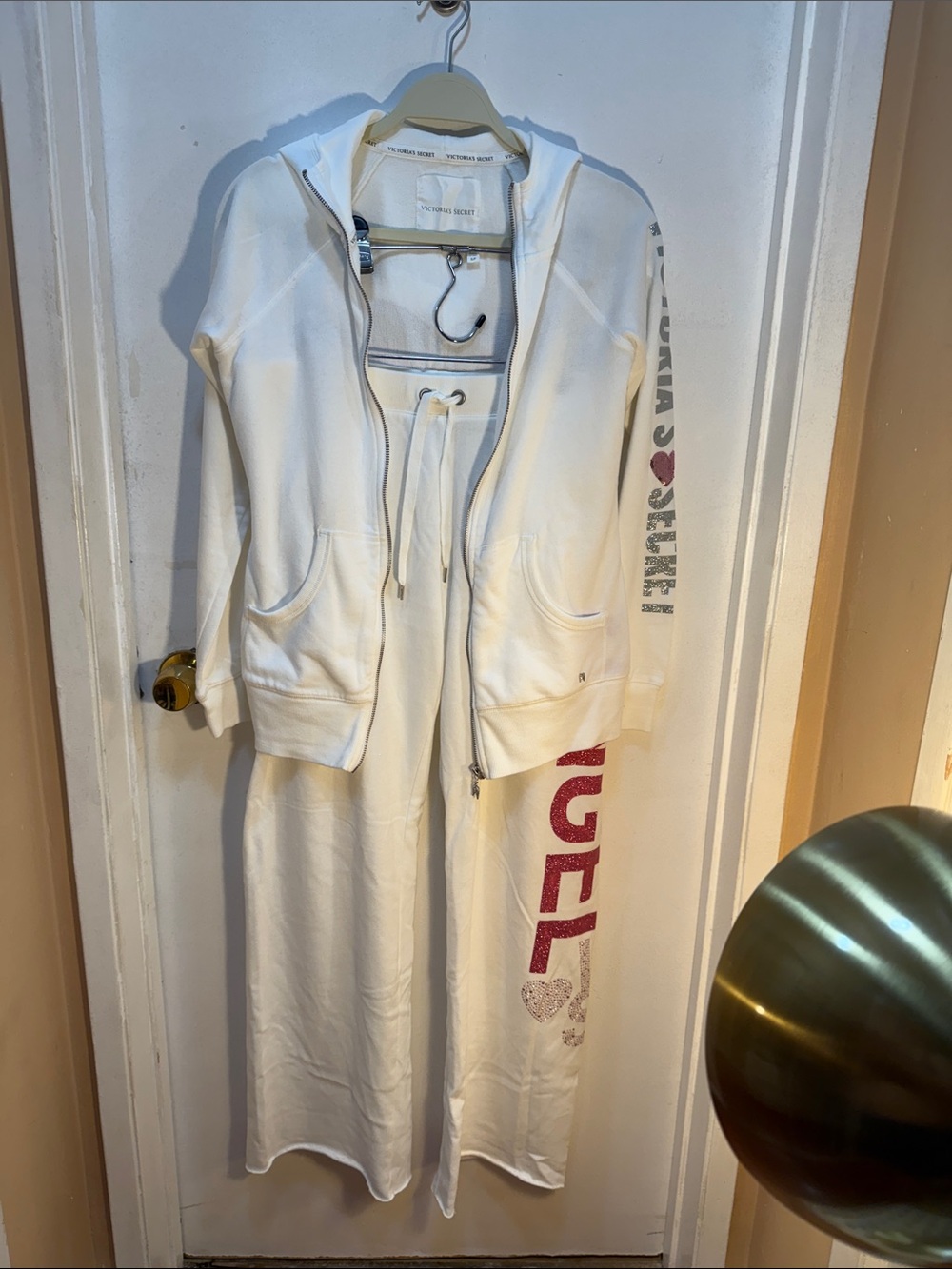 Victoria's Secret Cream Hoodie & Drawstring Lounge Pants Set